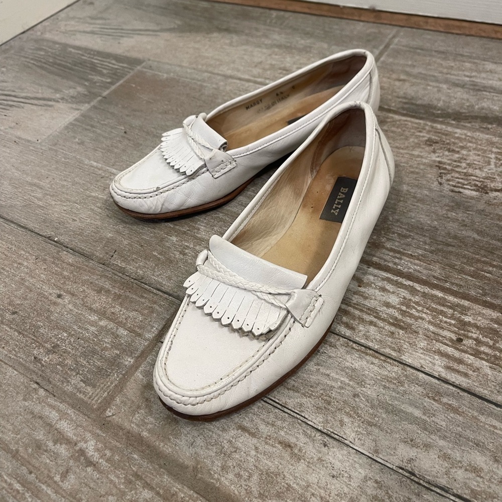 White Bally Margy loafers - 6.5C